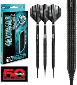 RED DRAGON Razor Edge Black 20g Softip Fléchettes en tungstène avec ailettes et tiges