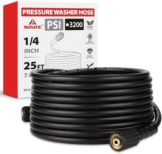 YAMATIC Pressure Washer Hose 25FT 1/4" Kink Resistant M22 Brass Fitting Power Washer Hose Replacement for Ryobi, Troy Bilt, Greenworks, CRAFTSMAN & More High PressureWashers, 3200 PSI