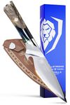 DALSTRONG BBQ Piranha Knife - 6 inch - Valhalla Series - 9CR18MOV HC Steel - Celestial Resin & Wood Handle - Built-in Bottle Opener - Meat Cutting, Carving, Bone, Trimming - Leather Sheath Included