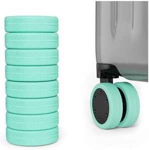 AWINNER 8 Pack Luggage Wheels Covers - Silicone Luggage Wheel Protector Covers for most 8 Spinner Wheel Suitcases or Office Chair Caster,Durable,Mute and Shock Absorption (Cyan)