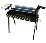 Cyprus BBQ Rotisserie Charcoal Barbecue Set - Authentic Cypriot Greek BBQ Foukou Outdoor Garden Steel Barbeque with a BBQ Basting Brush - Modern Extra Wide Black New