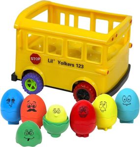 Toddler Tested Lil’ Yolkers School Bus Egg Toy Set for Sensory & Motor Skills for Kids Ages 12+ Months - Educational Matching Game, Colorful Stacking Puzzle, Ideal Easter Basket Stuffer (6 Eggs)