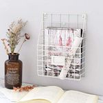 Holdfiturn Wall-Mounted Magazine Rack 30 * 25 * 10cm Metal Magazine Newspaper Holder Rack File Simple Newspaper Basket,Magazine Rack for Door(White)