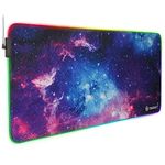 ENHANCE XXXL LED Computer Desk Mat - Illuminated 3XL Large Mouse Mat (48x24 Mouse Pad) Gaming Mouse Pad, Extended Table Desk Pad with Smooth Tracking Surface, and Non-Slip Rubber Grip - Galaxy