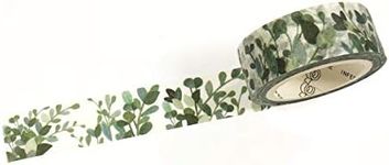 Wrapables Flowers and Greens Washi Masking Tape, 15mm x 7m Dark Eucalyptus