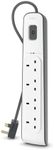 Belkin 4 Way/4 Plug 2 m Surge Protection Extension Lead Strip, White