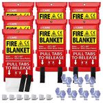 JJ CARE Fire Blanket – 7 Packs with Hooks and Gloves – Emergency Fire Blanket for Home & Kitchen, High Heat Resistant Fire Suppression Blankets for Home Safety, Kitchen, and Camping
