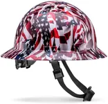 ACERPAL Full Brim Non-Vented American Flag Patriotic Design Gloss Finish OSHA Hard Hat with 6-Point Suspension