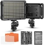 Neewer 176-LED Dimmable Light Panel with 2 x 2600 mAh Lithium Battery, Dual USB Battery Charger for Canon Nikon Digital SLR etc. for Video Recording in Photo Studio