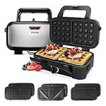 Metine Waffle Makers, 3-in-1 Waffle