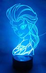 Firstoy Princess Elsa 3D LED Illusion Lamp Touch Sensor Night Light Bedside Desk Table Lamp, 7 Color Changing Lights with Acrylic Flat & ABS Base & USB Charger as Christmas Birthday Gift