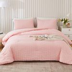 AveLom Blush Pink Seersucker Twin/Twin XL Comforter Set (68x90 inches), 2 Pieces-100% Soft Microfiber Lightweight Comforter with 1 Pillowcase, All Season Down Alternative Comforter Set for Bedding