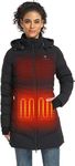 ORORO Women's Heated Puffer Jacket with Power Bank, Long Heated Coat with Detachable Hood (Black, M)