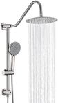 UCLIMAA 10 Inch Rain Shower Head with Handheld System, 24" Drill-free Slider Bar with Low 3-Way Diverter for Easy Reach, 4 Setting Handheld Spray with 5Ft Stainless Steel Hose - Brushed Nickel