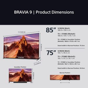 Sony BRAVIA 9 75" 4K QLED Smart TV – Ultra HD HDR
