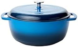 Amazon Basics Enameled Cast Iron Covered Dutch Oven, 7.3-Quart, Blue