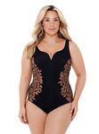 Miraclesuit Women's Plus Size Swimwear Gilted as Charged Temptress Tummy Control V-Neckline Soft Cup One Piece Swimsuit, Black, 22W