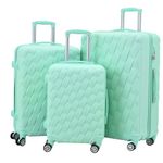 CMY Suitcase Set Hard Shell Suitcases Lightweight 3 Digit Combination Lock 4 Dual Spinner Wheels 3 Pcs suitcases & Travel Bags Luggage Sets Luggage with Telescopic Handle (Green, 3 Piece Set)