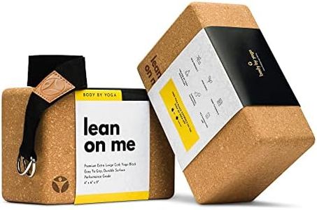 Luxury Cork Yoga Block Set - Extra Large Yoga Blocks with Performance Grade Natural Portuguese Cork | High Density, Non-Slip Support for Safer Balancing | 100% Cotton, Extra Long Yoga Strap Included