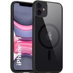 TheGiftKart Ultra-Hybrid Shockproof Back Cover Case for iPhone 11 Compatible with MagSafe | Camera Protection Bump | Hard Back Cover Case for iPhone 11 (PC & TPU, Crystal Clear Back, Black Sides)