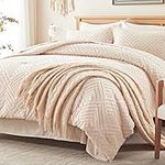 Zzlpp Queen Comforter Set 7 Pieces, Beige Tufted Bed in a Bag with Sheets, All Season Bedding Sets with 1 Comforter, 2 Pillow Shams, 2 Pillowcases, 1 Flat Sheet, 1 Fitted Sheet