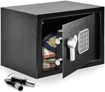 SereneLife Home Safe Box Locker 22 L, Small Money Safe, Mini Fireproof Safes, Wall and Floor Steel Vault, Electronic Digital Keypad, 2 Keys, Secure for Cash, Guns, Jewelry and More, Black