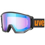 uvex Athletic CV - Ski Goggle for Men and Women - Contrast Enhancing - Extended Field of Vision & Anti-Fog Coating - Black Matt/Blue-Orange - One Size