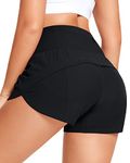 AVGO Women's High Waisted Running Shorts Quick Dry Athletic Shorts Workout Gym Shorts with Liner Pockets(Black,Small)