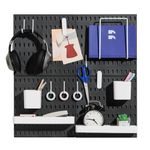 Keepo Pegboard Combination Kit, Pegboards and Accessories Modular Hanging for Wall Organizer, Crafts Organization, Ornaments Display, Nursery Storage, Peg Board (Black, 22″×22″)