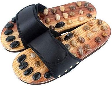 GION Wooden Acupressure Slipper Natural Pebble Jade Stone Pain Relief Acupressure Stone Slipper