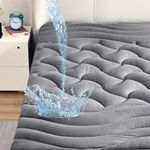 SLEEP ZONE Cooling King Mattress Pad for Back Pain Relief, Extra Thick and Waterproof Pillow Top Bed Cover, 78 x 80 Inches (Grey, King)