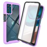 SEAHAI Clear Case for Motorola Moto G42, [with Built-in Screen Protector] Military Grade Full Body Rugged Armor Cover, Heavy Duty Dropproof Shockproof Case - Light purple