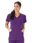 Jockey Ladies Totally Meshing Modern V-Neck Scrub Top Eggplant XX-Small