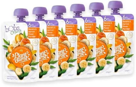 Bubs Organic Banana & Apricot Power Porridge Pouch, 6+ Months Baby Food, Fruit Puree Snack, No Added Sugar, 120g (Pack of 6 Pouches)