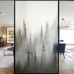 J4U Window Privacy Film Foggy Forest Decorative Window Sticker No Glue Static Window Cling Frosted Window Decals for Home/Office23.6"x35.4"(60x90cm)