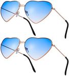 QINREN 2 Pairs Hippie Specs Glasses, Retro Heart Shaped Sunglasses 60's 70's Style Heart Glasses Festival Accessories for Hippie Fancy Dress Accessory( Blue)