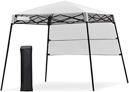 Costway 2.1m x 2.1m Slant Leg Pop-up Canopy, Outdoor Tent for Sun Protection, Portable and Lightweight Shelter w/Backpack for Camping, Party, Barbeque, in Garden, Patio, Beach (White)
