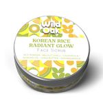 WILD OAK Korean Rice Face Scrub | Glass Skin & Brightens | Anti Aging & Anti Wrinkles | Calendula, Ashwagandha & Shea Butter | Hydrating & Moisturizing Face Scrub | 100 Gms