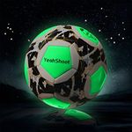 YeahShoot Glow in The Dark Soccer Ball Size 5 with Pump Light Up Soccer Ball for Teens and Adults Soccer Gifts(Black and Gray)