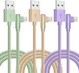 iPhone Charger,3 Pack 10FT Lightning Cable [Apple MFi Certified] iPhone Fast Charging Cable 90 Degree Nylon Braided Cord Compatible with iPhone 14/13/12/11 Pro Max/XS MAX/XR/XS/X/8/7/Plus/iPad