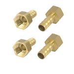 sourcingmap 1/4BSP Thread 8mm Tube Dia Brass Hose Barb Coupler Outer Hexagon Connector 4pcs