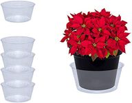 Curtis Wagner Plastics Plant Tray Basket Liner (5-Pack) - Clear, Deep (Diameter = 2.87" Base, 4" Top, 2.37" Depth) Thin Plastic for Indoor or Garden - Clear, Black & Terracotta Floor Savers