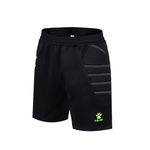 KELME Padded Goalie Shorts for Men, Women Goalkeeper Outdoor Soccer Pants, Adult Ultimate Protection Trousers Black Green X-Small