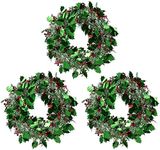 Juvale 3 Pack Small Green Tinsel Front Door Wreath for Christmas, Holiday Decorations for Windows (12 x 12 Inches)