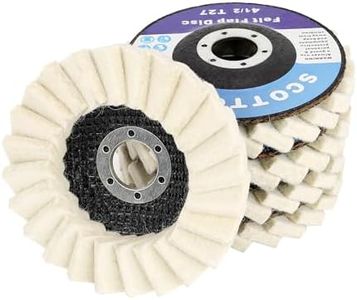 SCOTTCHEN Felt Flap Disc Abrasives 4-1/2" x 7/8" Arbor Buffing Polishing Wheel for Angle Grinder - 5 Pack