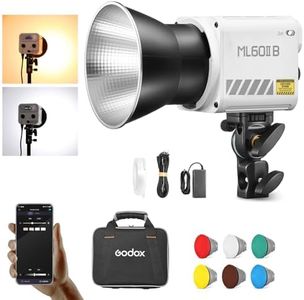 Godox70W LED Video Light ML60IIBi,2800-5600K,CRI 96+ TLCI97+ 13000LUX,Portable Continous Output Lighting for Studio Live Streaming Video Recording, Wedding,Indoor & Outdoor Shooting...