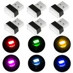 URAQT USB Car Ambient Lighting, 6 Pcs USB Monochrome LED Car Interior Atmosphere Lights, Plug-in 5V Mini Interior Light for Cars, Laptops, USB Sockets, Night Lights and Extra USB Plugs Decoration