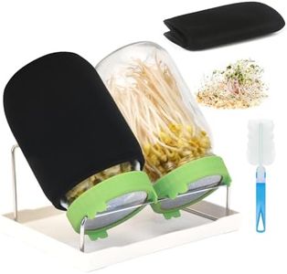 Qidexin Sprouting Kit, 2 Sprouting Jar Kits, Wide Mouth Quart Mason Jars with Stainless Steel Screen Sprout Lids,1000ml Sprouts Growing Kit, Seed Sprouter Set for Growing Broccoli, Bean, Alfalfa