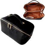 Travel Makeup Bag by Boutique De Luxe, Trousse De Toilette Voyage, Travel Toiletries Bag, with Handle and Divider, Makeup Organizer Bag for Women