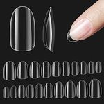 Beetles Easter Gel Nail Tips Short Oval Shape, 500Pcs Soft Clear Gel Nail Tips Pre-shaped Full Cover False Nails Gelly Tips for Gel Nail Polish Soak off Easy Nail Extensions Acrylic Press on Nails Diy